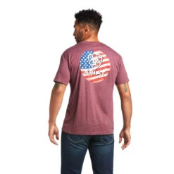 Ariat® Men's Short Sleeve Burgundy Graphic Flag Circle Tee 10039928