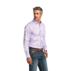 Ariat® Men's Lilac & Grey Fitted Button Down Shirt 10040703