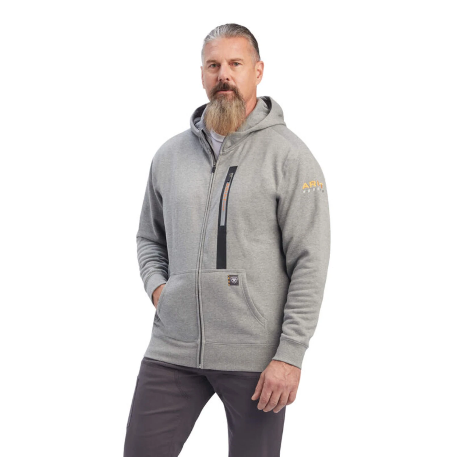 Ariat® Men's Rebar Workman Heather Grey Full Zip Hoodie 10041537