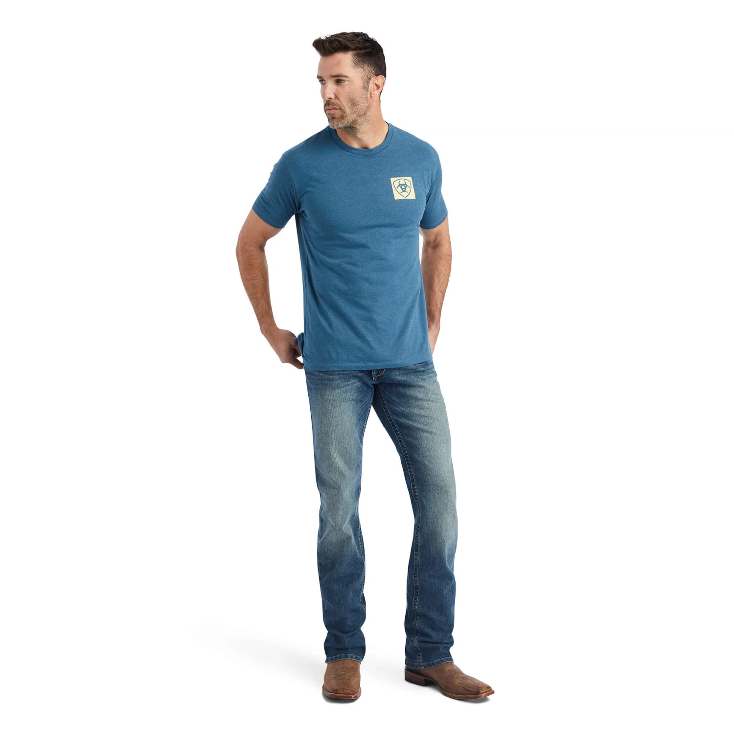 Ariat® Men's Linear Octane Steel Blue Heather Graphic T-shirt 10042760