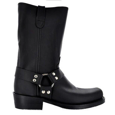 DOUBLE-H Men’s Black Domestic Harness Motorcycle Boots 4008