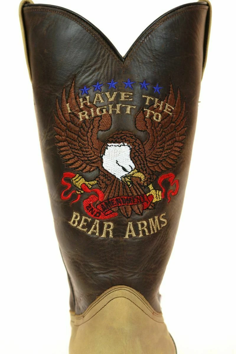 RockinLeather Men's 2nd Amendment Right To Bear Arms Brown Boots 1199