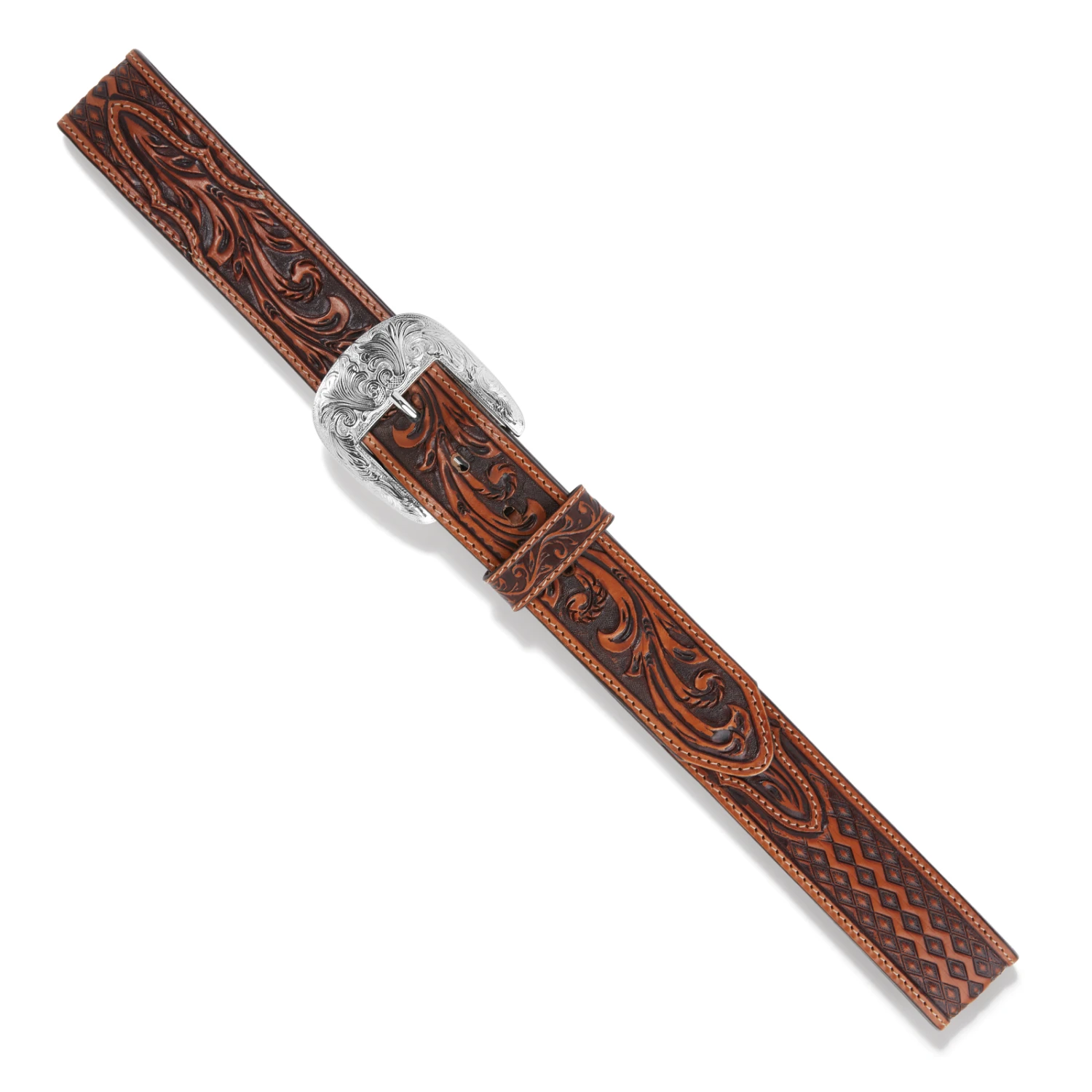 Brighton® Men's Diamond Road Tan Leather Belt C14074