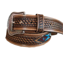 Brighton Men's "Tan Sierra" Sunrise Basket Weave Leather Belt C14134