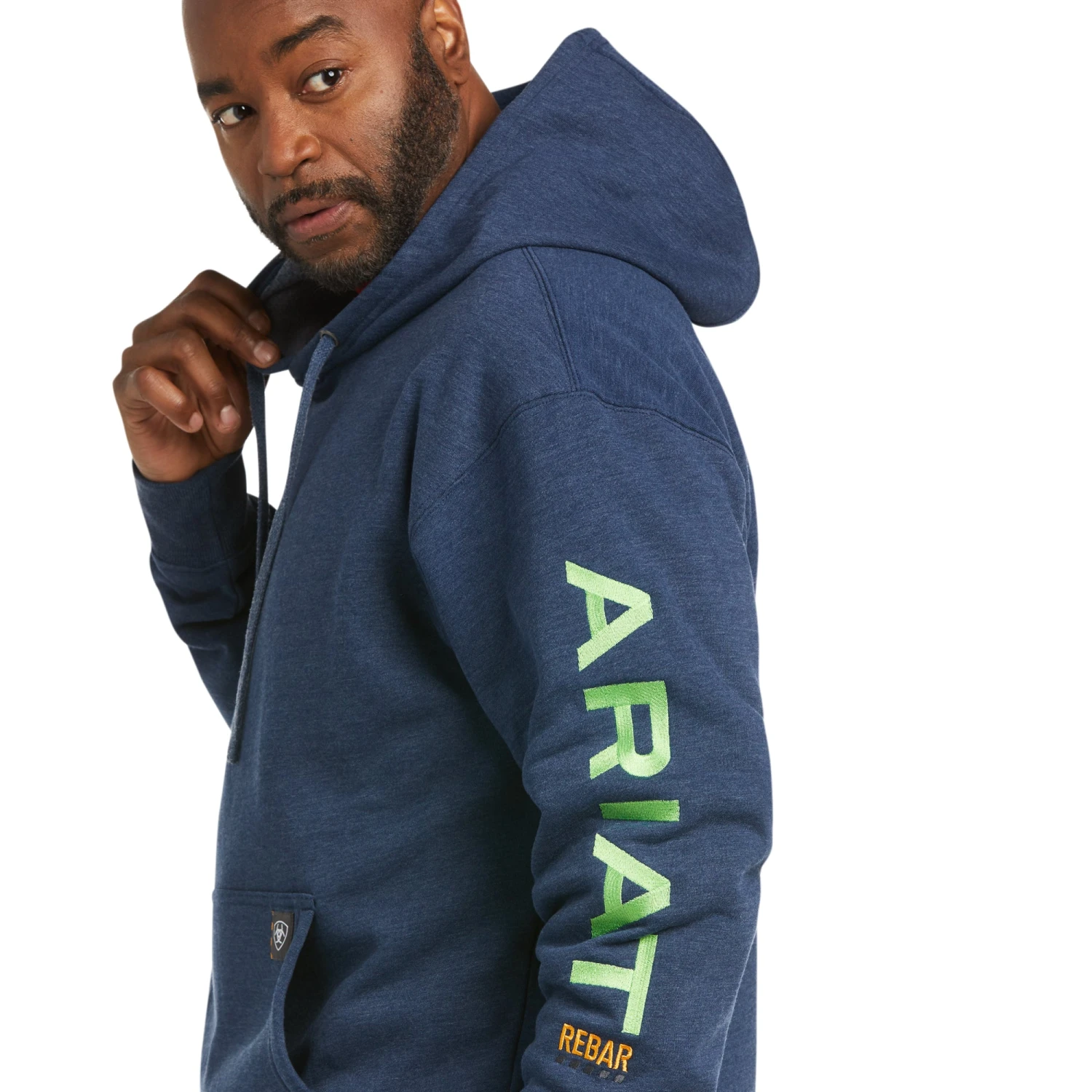 Ariat Men's Rebar Graphic Navy Lime Hoodie 10037645