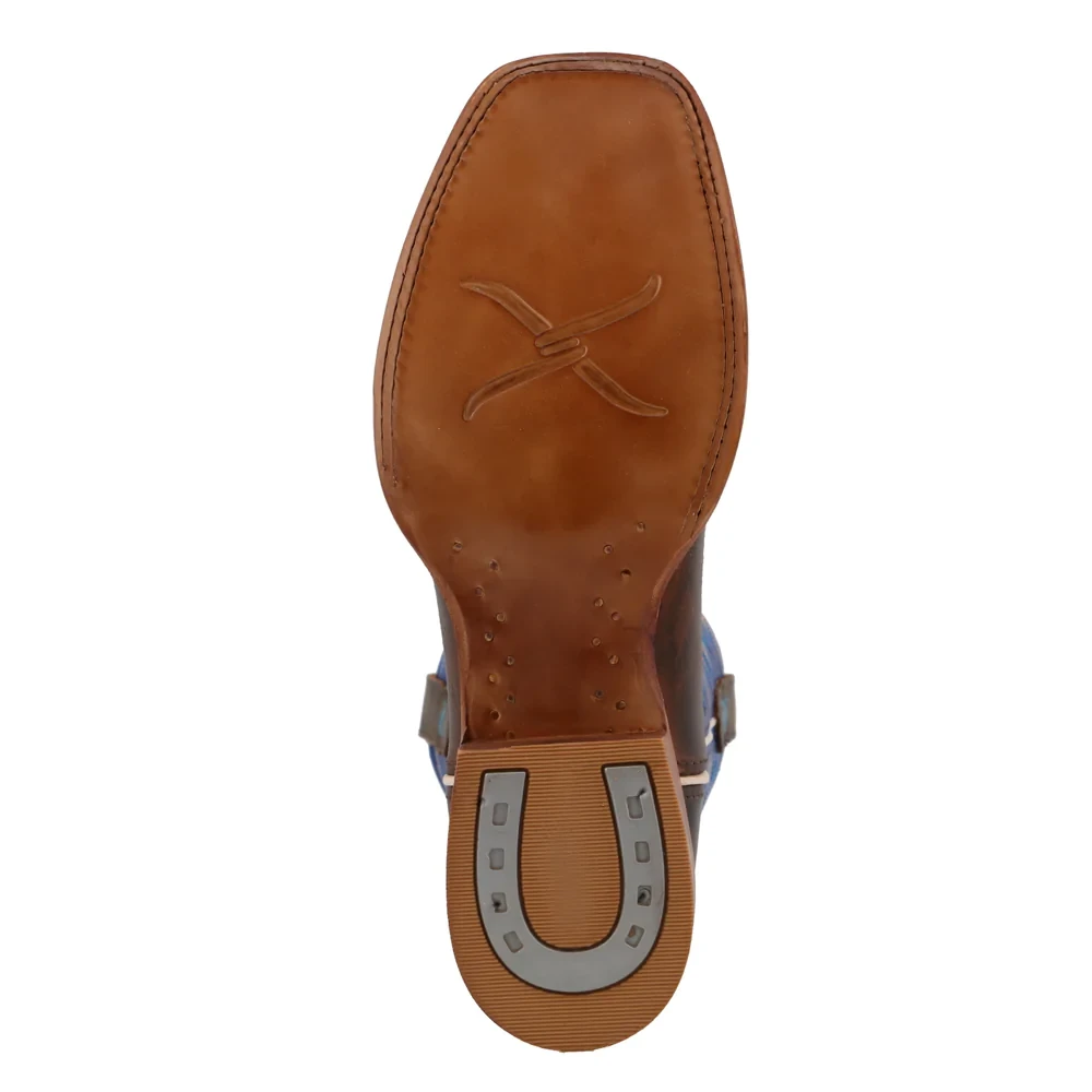Twisted X® 12" Rancher Indigo Blue & Brown Square Toe Boots MRAL029