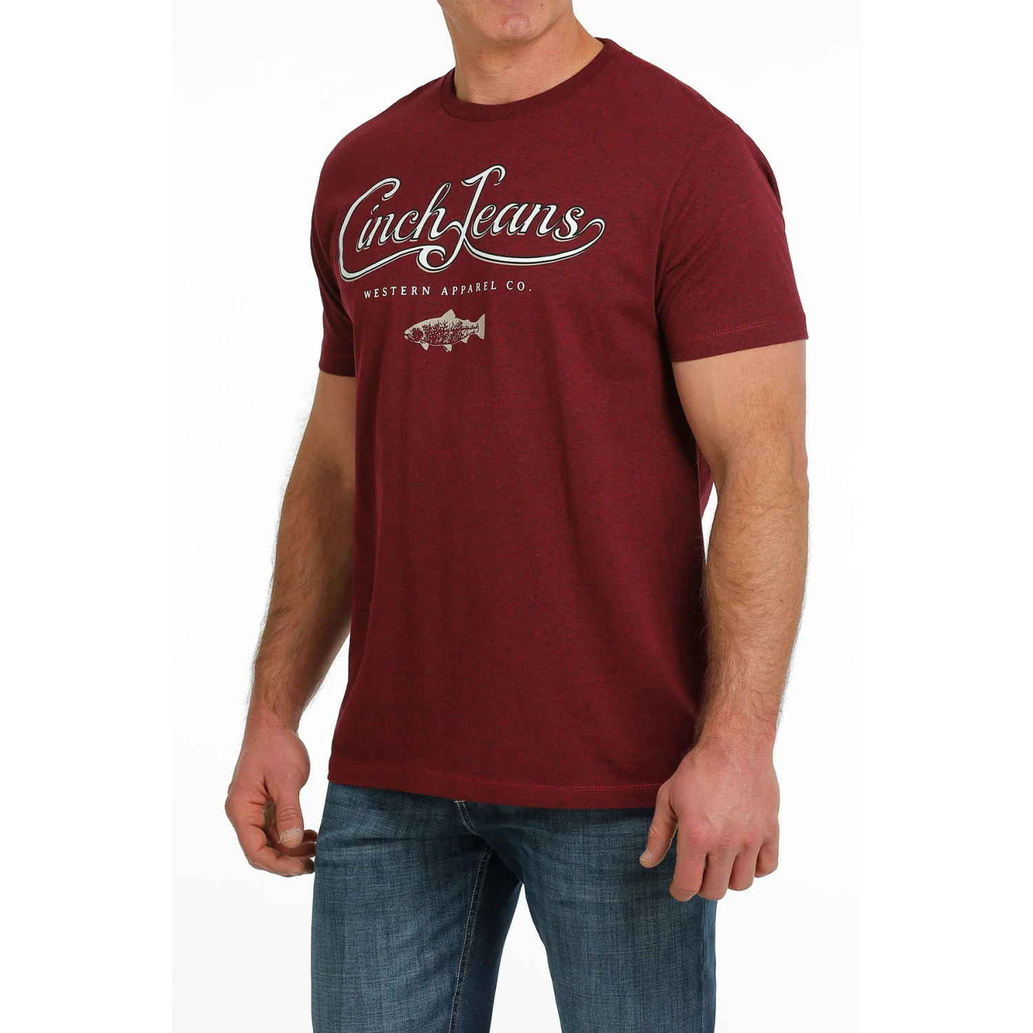 Cinch® Men's Graphic Logo Heather Burgundy T- Shirt MTT1690552