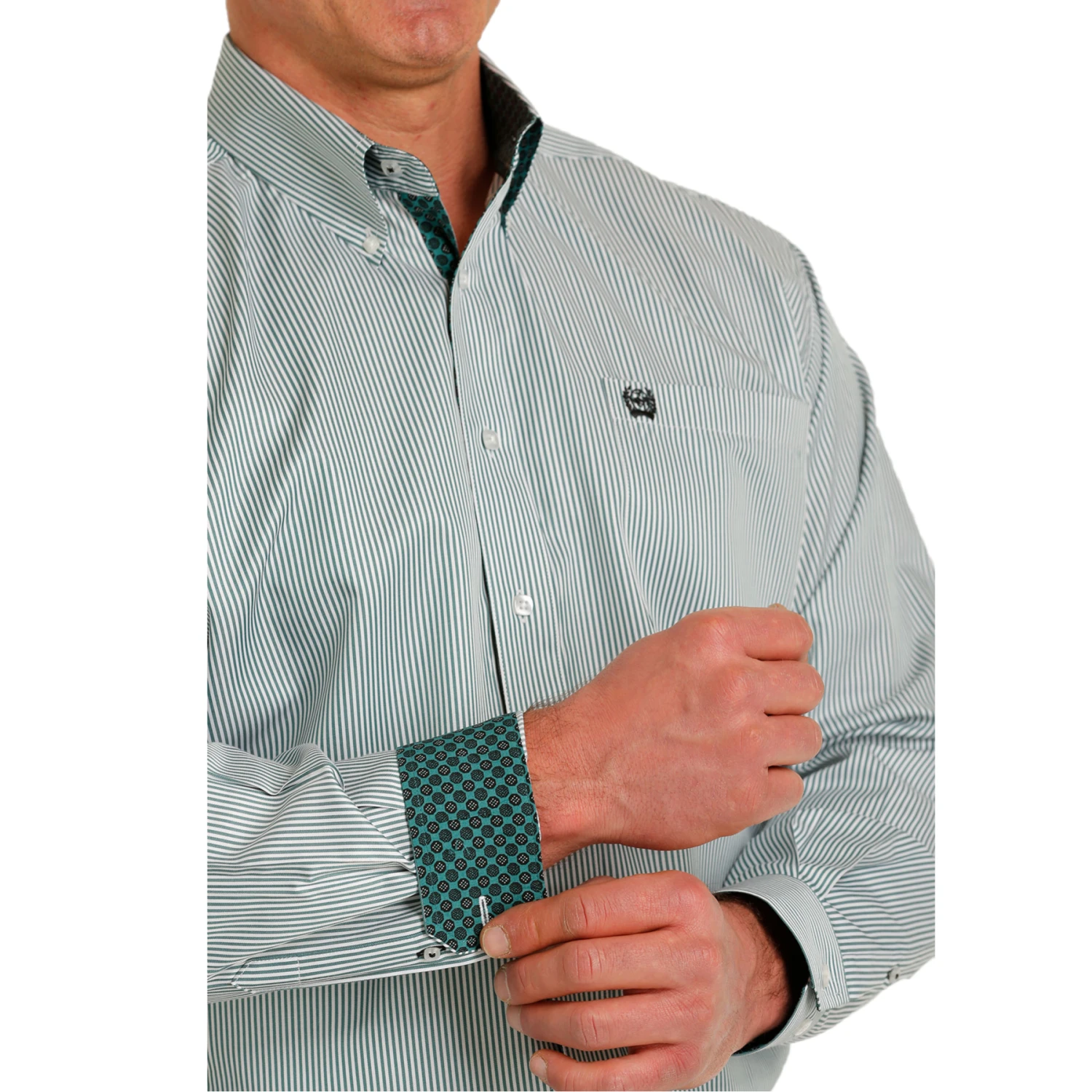 Cinch® Men's White Striped Button Down Shirt MTW1105562