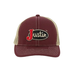 Justin® Men's Classic Logo Mesh Back Maroon Snapback Cap JCBC008-MRN