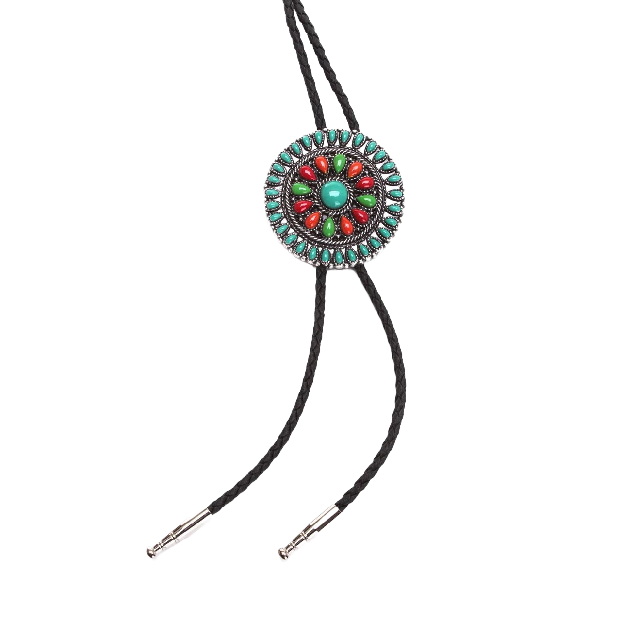 M&F® Unisex Double S Large Multicolored Concho Stone Bolo Tie 22106