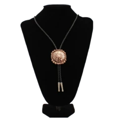 3D Belt Silver Strike Copper Chief With Border Black Bolo Tie DBT250