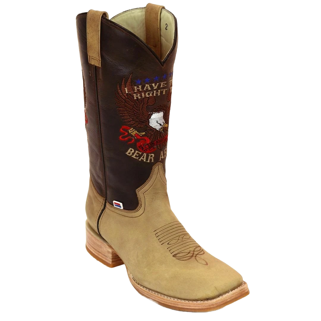 RockinLeather Men's 2nd Amendment Right To Bear Arms Brown Boots 1199