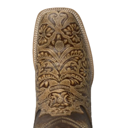 Cowtown® Men's Oryx Hand Floral Tooled Brown Square Toe Boots Q6152