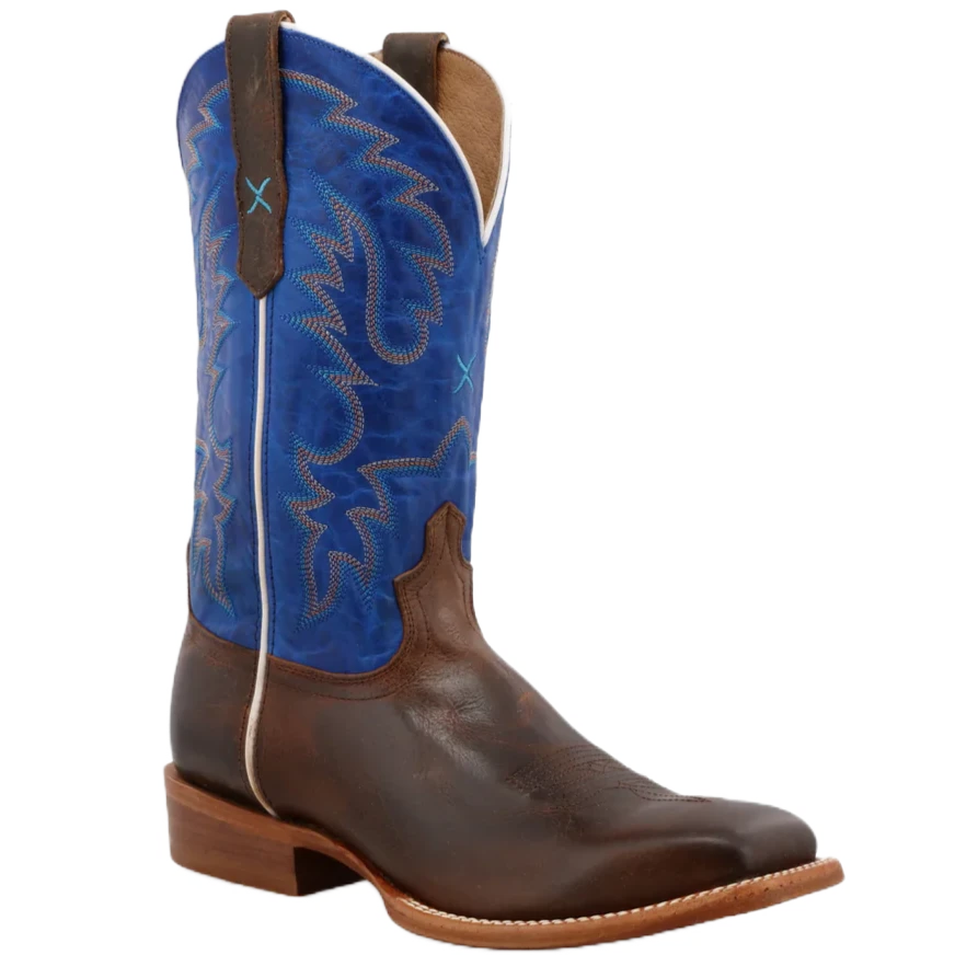 Twisted X® 12" Rancher Indigo Blue & Brown Square Toe Boots MRAL029