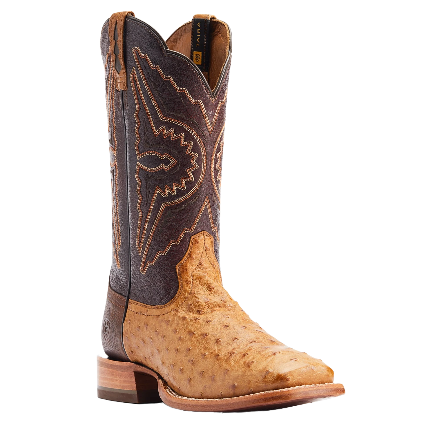 Ariat Men's Broncy Antique Saddle Full QuillSquare Toe Boots 10044419