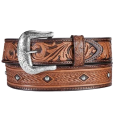 Brighton Men's Diamond Drifter Western Dark Brown Belt C42784