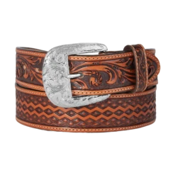 Brighton® Men's Diamond Road Tan Leather Belt C14074