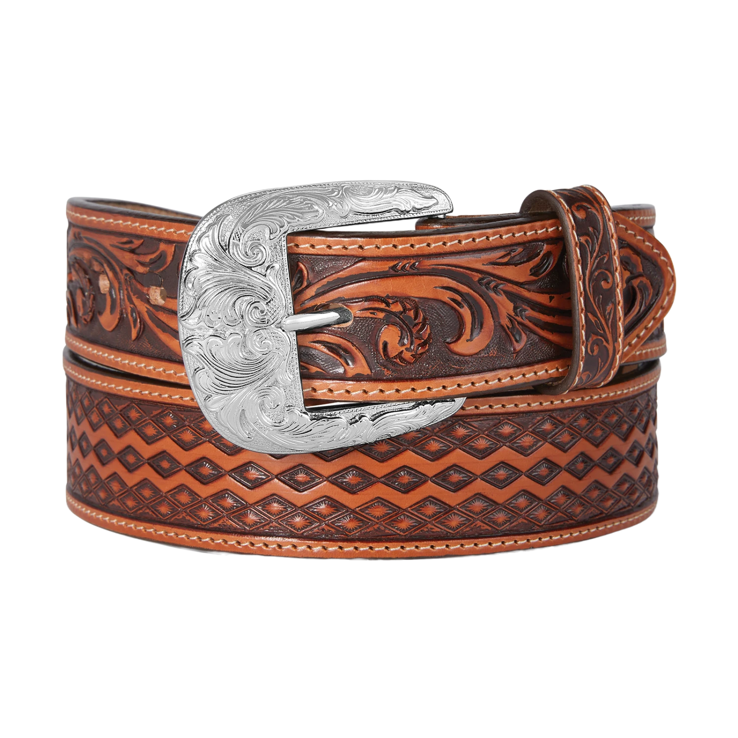 Brighton® Men's Diamond Road Tan Leather Belt C14074