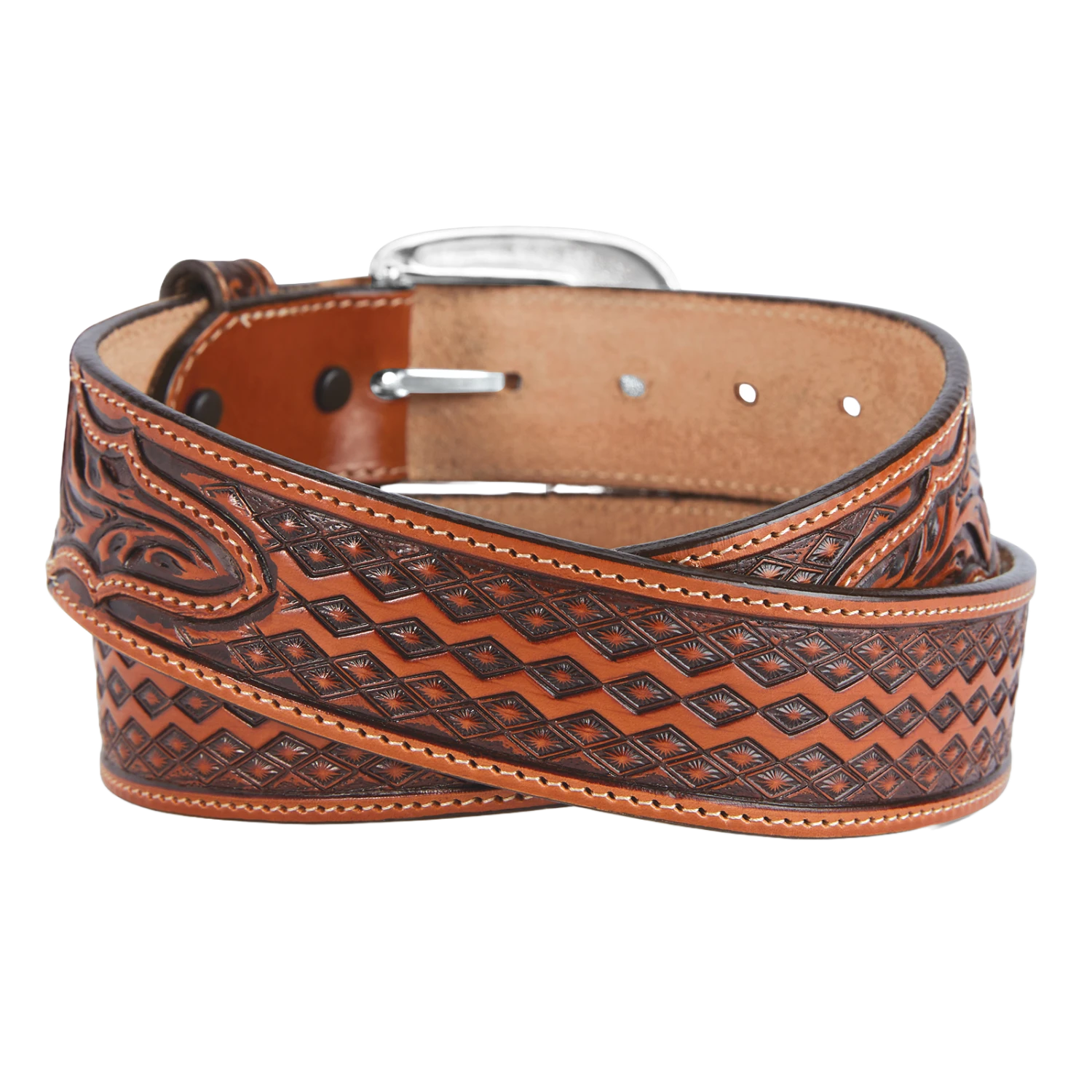 Brighton® Men's Diamond Road Tan Leather Belt C14074