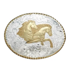 Crumrine® UnisexRope Edge Running Horses Belt Buckle C01561