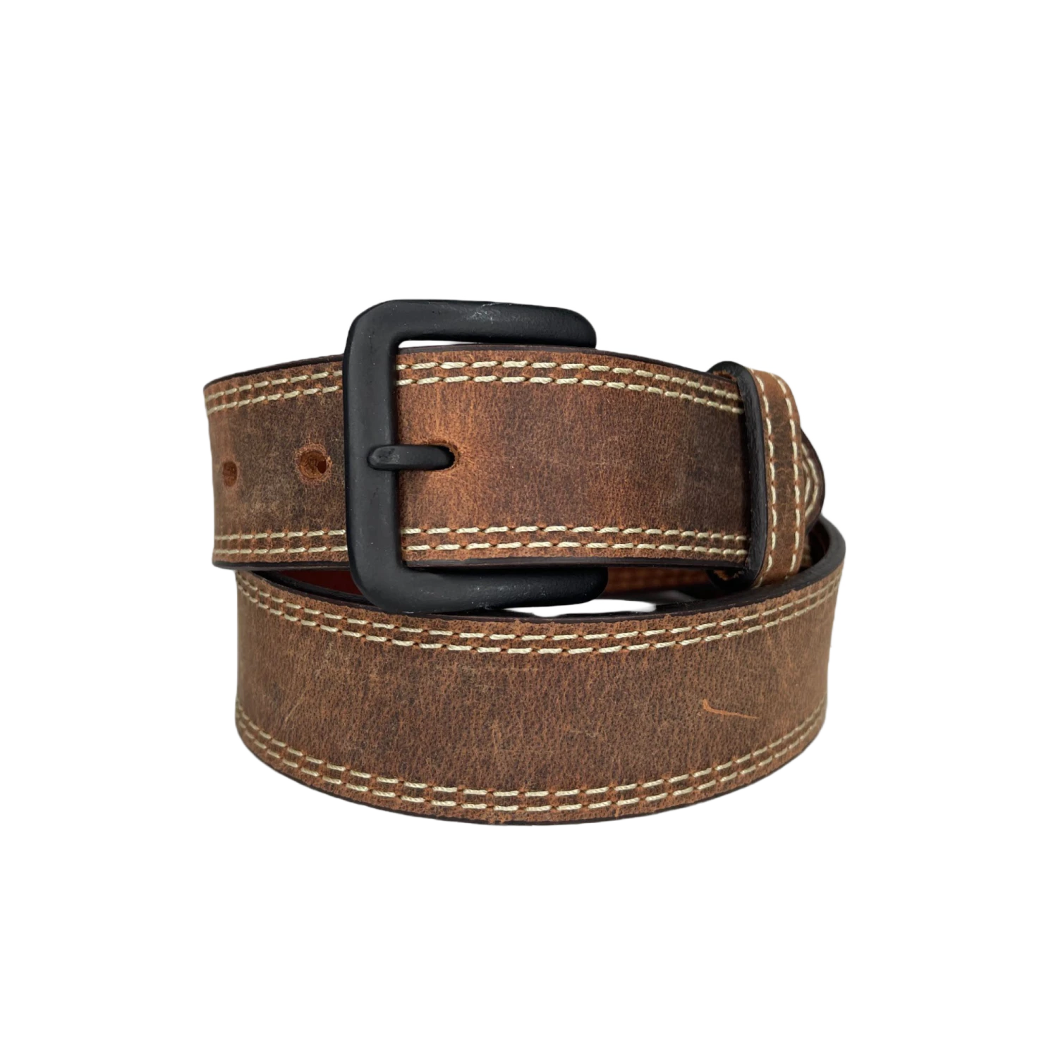 Heritage Leathers USA Men's Vintage Stitched Brown Belt 2102