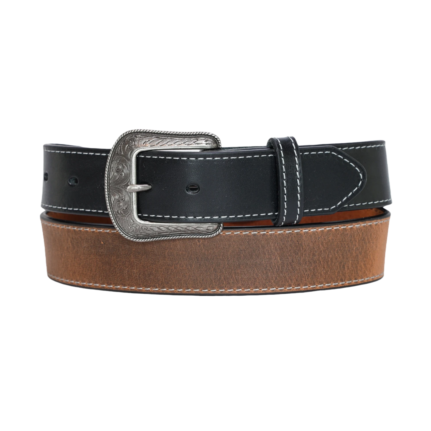 Heritage Leathers® Men's Black Three Piece Vintage Center Belt 2113