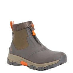 Muck Boot Company Muck Men's Apex Mid Zip Dark Brown & Orange Rubber Boots AXMZ-907-BRN