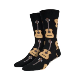 SockSmith® Men's "Acoustic Guitar" Black Socks MNC202-BLK