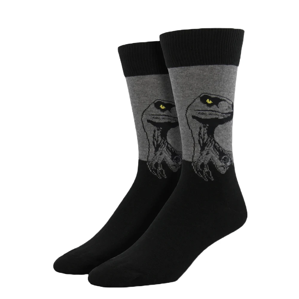 SockSmith Men's Dinosaur Raptor Grey Heather Socks MNC523-HEG