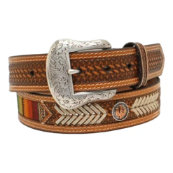Nocona Men's Serape Inlay And Cactus Conchos Brown Belt N210002897