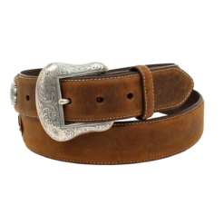 Nocona Men's Lace Arrow Concho Tab Brown Leather Belt N2441644