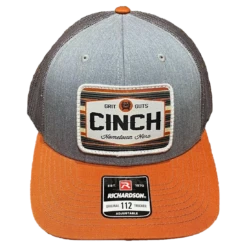 Cinch Men's Grey & Burnt Orange Snapback Patch Trucker Cap MCC0800007