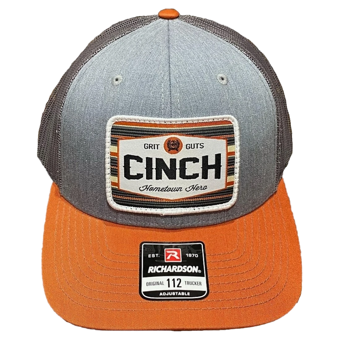 Cinch Men's Grey & Burnt Orange Snapback Patch Trucker Cap MCC0800007
