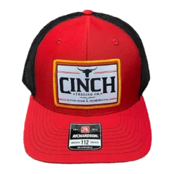 Cinch Men's Red And Black Snapback Patch Trucker Cap MCC0800004