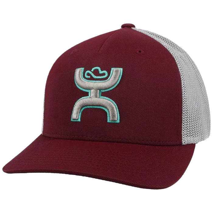 Hooey Men's "Coach" Maroon and Grey Flexfit Hat 2112MAGY