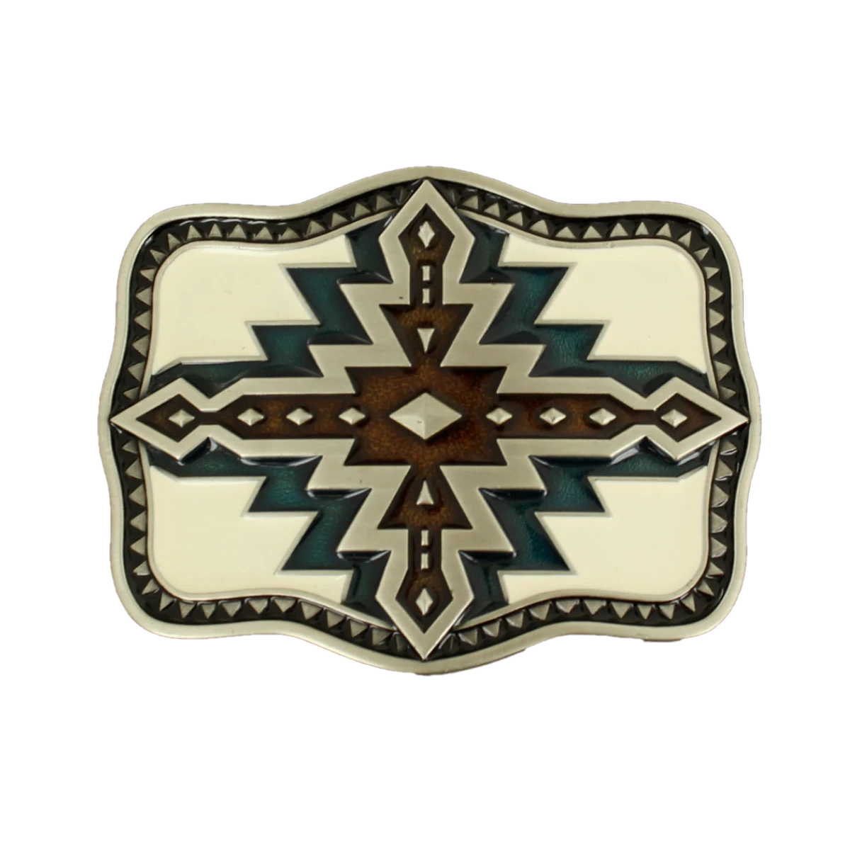Nocona Navy & Brown Western Aztec Belt Buckle 37997