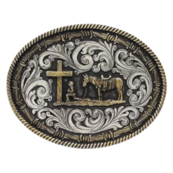 Montana Silversmiths Unisex Two Tone Rope Cowboy Attitude Buckle A543