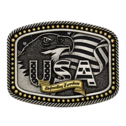 Montana Silversmiths Unisex Defending Freedom USA Attitude Buckle A787