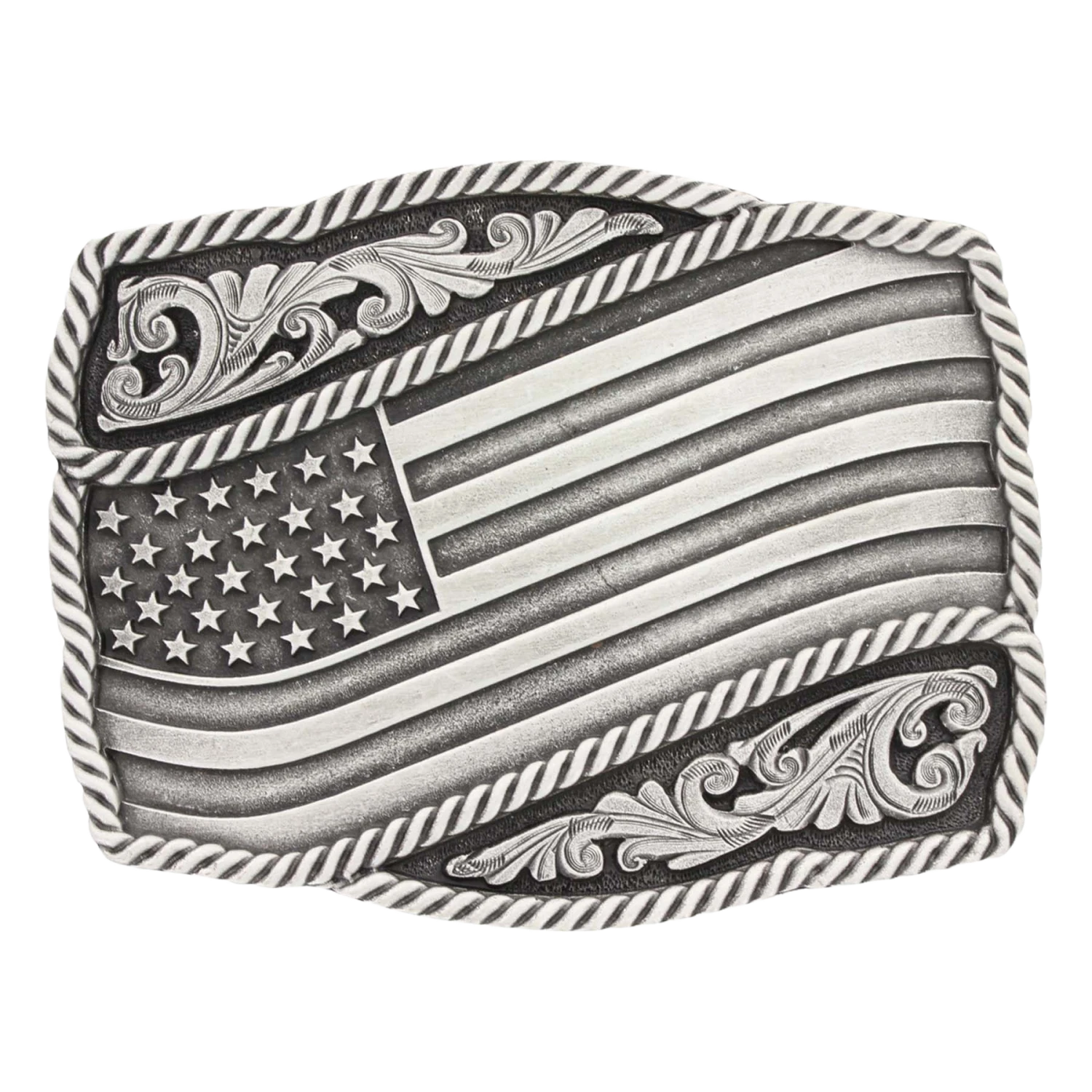 Montana Silversmiths Unisex Silver Waving Flag Attitude Buckle A590S