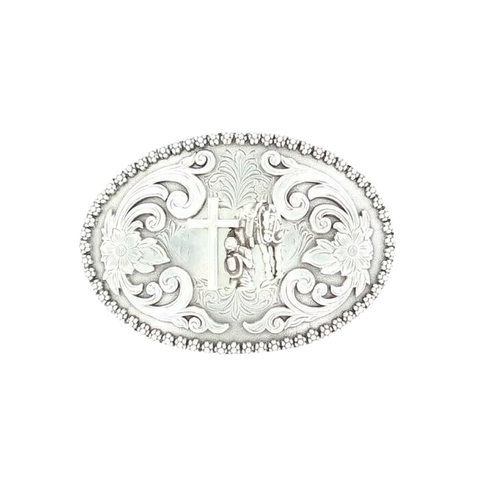 Nocona Mens Silver Cowboy PrayerBelt Buckle 3707259