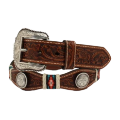 Nocona® Men's Floral Embossed Scalloped Brown Belt N210003708