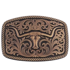 Montana Silversmiths Longhorn & Scrolls Bronze Buckle 33010BLB