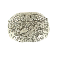Nocona Mens Silver Toned Eagle American Strong Belt Buckle 37122