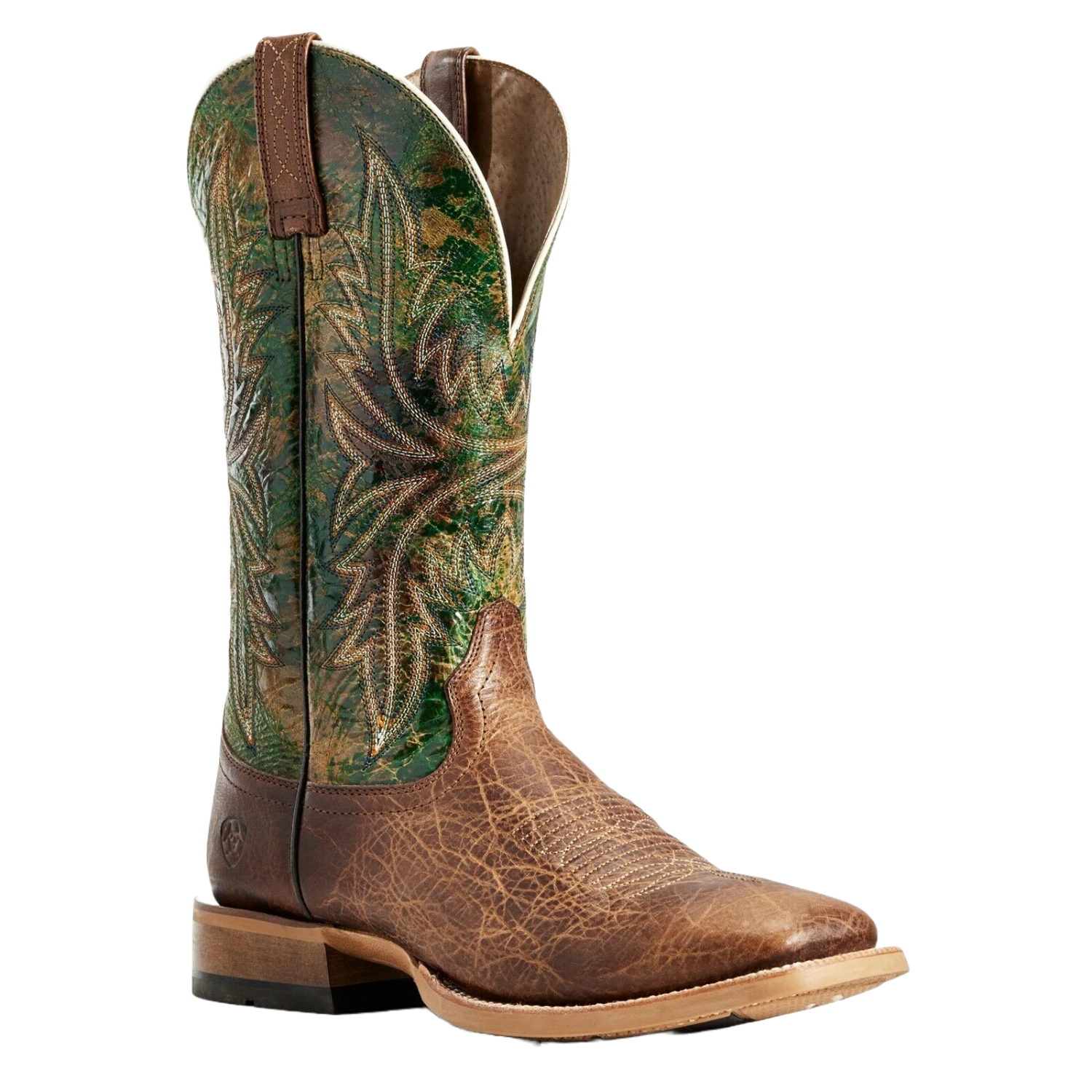 Ariat® Men's Cowhand Toffee Brown Moss Green Square Toe Boots 10029752