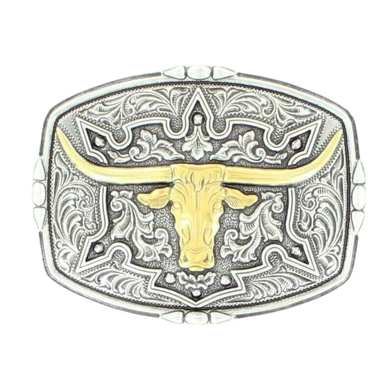 Nocona Mens Western Longhorn Rectangular Belt Buckle 37688
