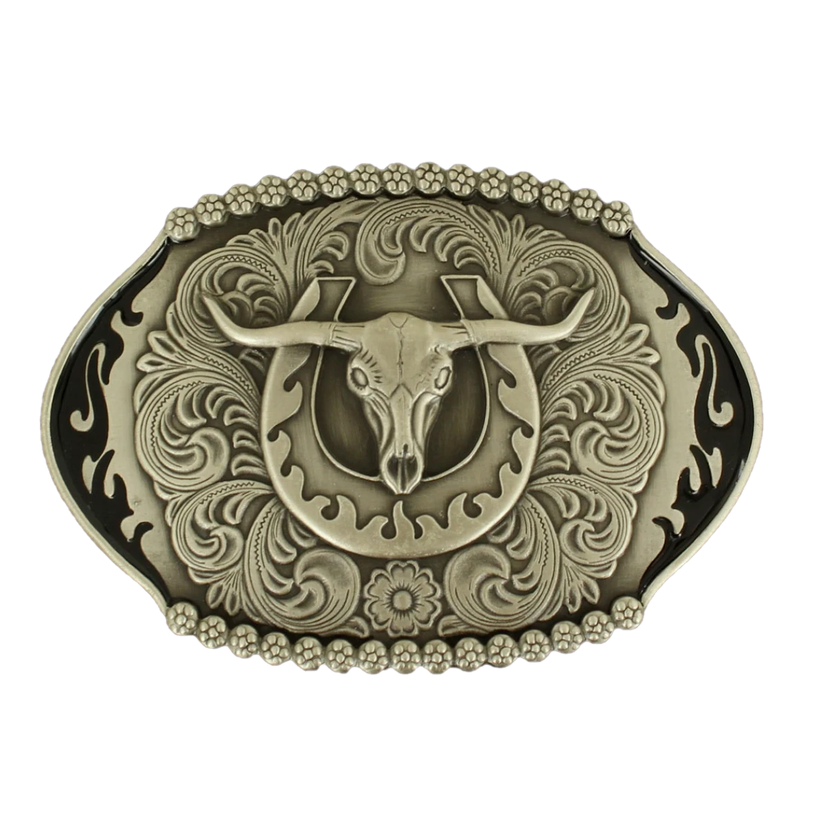 Nocona Mens Silver Longhorn Steer Belt Buckle 37994