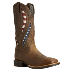 Ariat® Men's Quickdraw VentTEK® Brown Patriotic Flag Boots 10027165