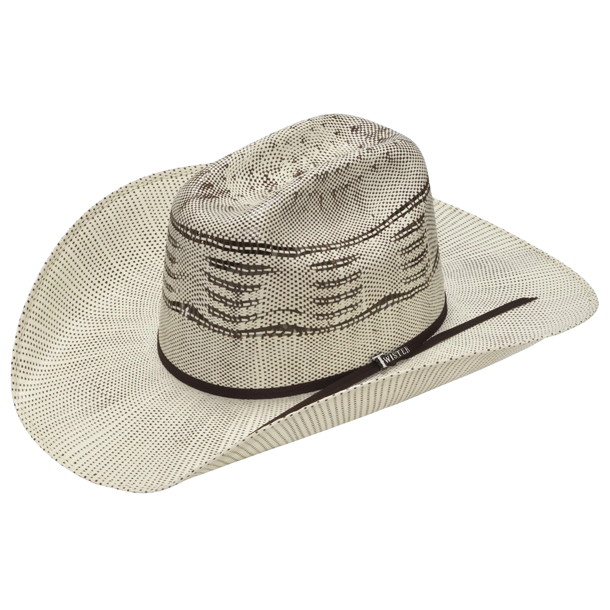 Twister Unisex Bangora Ivory an Brown Crossed Western Straw Hat T71852
