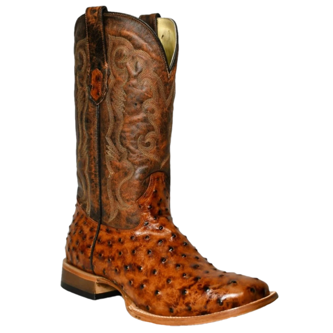 Cowtown Men'sPrint Brown Square Toe Western Boots Q6064