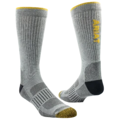 Ariat Men's High Performance Tek 2 Pack Grey Work Socks AR2777-050